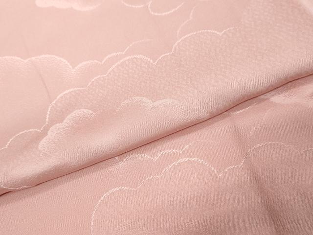 平和屋着物●上質な色無地　雲霞地紋　珊瑚色　正絹　逸品　DABK0547ud