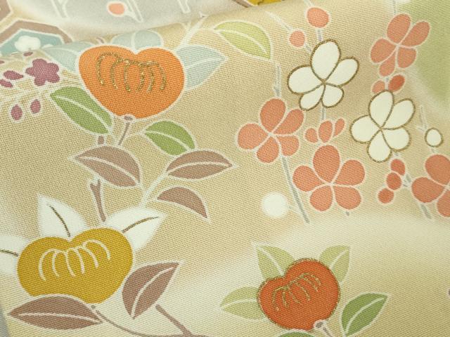 平和屋本店●極上　創業460年・千總　訪問着　駒刺繍　地紙吉祥花文　濃い蒸栗色地　暈し染め　金彩　大丸扱い　逸品　DZAB6344kh6