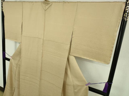 平和屋本店●極上　創業460年・千總　お召　名物裂横段地紋　枯色　反端付き　逸品　未使用　DZAB7245kh6