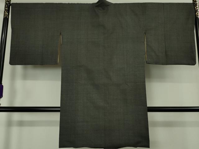 平和屋本店∞希少　本場結城紬　重要無形文化財　道中着　ロング丈　160亀甲　総詰め　檳榔子染色地　逸品　DZAB6733kh6