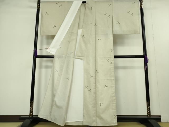 平和屋本店＊極上　夏物　石川県指定無形文化財　夏牛首紬　白山工房　手織り　蜻蛉　トンボ　砂色地　証紙付き　逸品　DZAA8494kh6