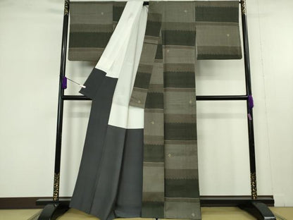 平和屋本店●極上　Maru　Factory　丸山正　紬　変わり市松　逸品　DZAB7639kh6
