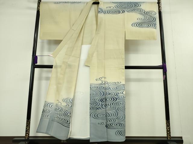 平和屋本店＊超希少　夏物　男性　東京友禅　久呂田明功　訪問着　絽縮緬　観世水　暈し染め　銀彩　逸品　未使用　DZAA9384kh6