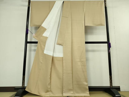 平和屋本店●極上　創業460年・千總　お召　名物裂横段地紋　枯色　反端付き　逸品　未使用　DZAB7245kh6