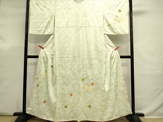 平和屋着物■訪問着　総刺繍　駒刺繍　結び紐花文　正絹　逸品　DABJ5807qp