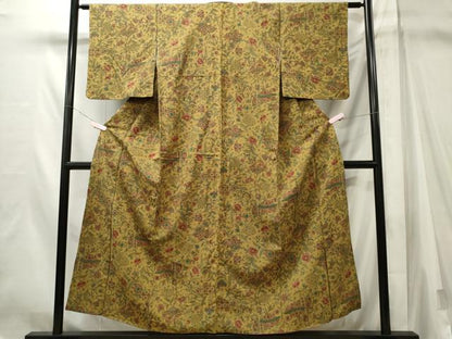 平和屋着物■上質な紬　更紗花唐草文　正絹　逸品　CABL5625ou