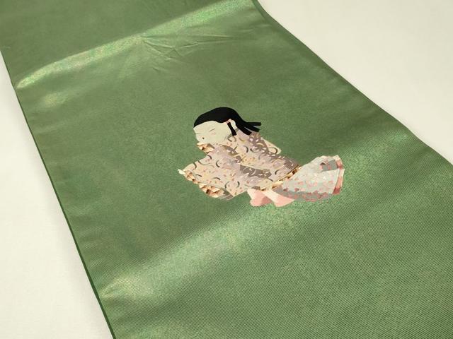 平和屋着物▼総刺繍　太鼓柄袋帯　童子遊び　金糸　引箔　正絹　逸品　DABK4142az