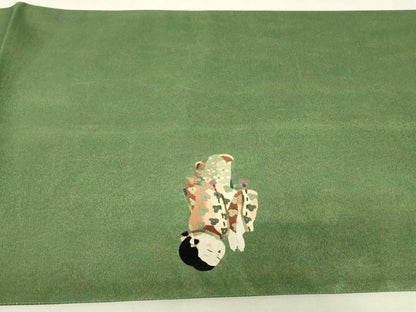 平和屋着物▼総刺繍　太鼓柄袋帯　童子遊び　金糸　引箔　正絹　逸品　DABK4142az