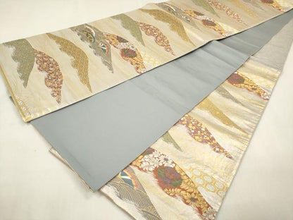 平和屋本店▼六通柄袋帯　光彩小袖文　本金箔　正絹　逸品　DABK5063ea