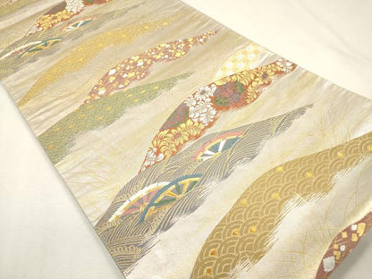 平和屋本店▼六通柄袋帯　光彩小袖文　本金箔　正絹　逸品　DABK5063ea