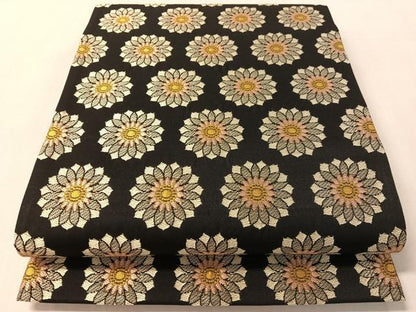 平和屋着物●六通柄袋帯　花尽くし　黒地　正絹　逸品　未使用　CABM9179vp