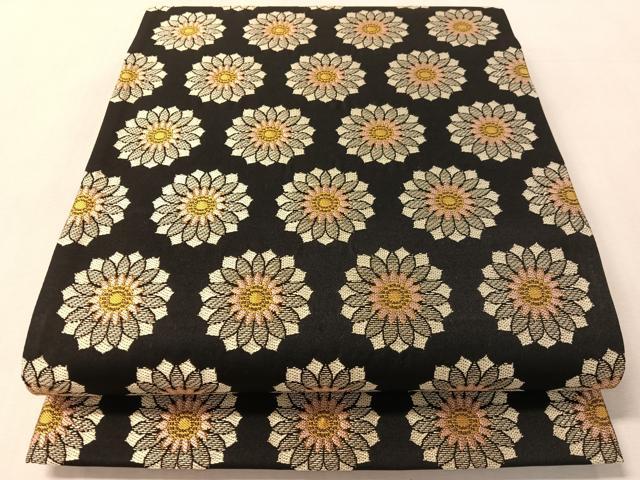 平和屋着物●六通柄袋帯　花尽くし　黒地　正絹　逸品　未使用　CABM9179vp