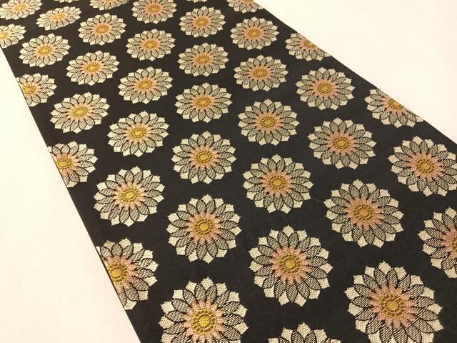 平和屋着物●六通柄袋帯　花尽くし　黒地　正絹　逸品　未使用　CABM9179vp