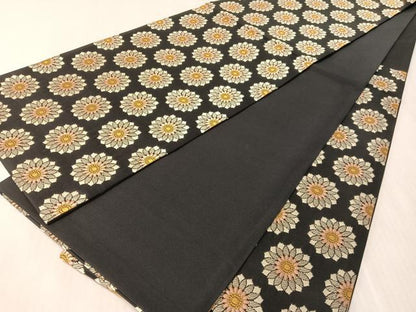 平和屋着物●六通柄袋帯　花尽くし　黒地　正絹　逸品　未使用　CABM9179vp