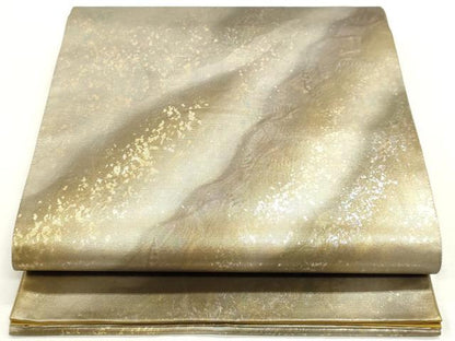 平和屋着物◎六通柄袋帯　道長文　金糸　引箔　正絹　逸品　DABK8554cm