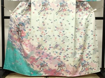 平和屋着物●訪問着　御所車地紙花文　暈し染め　金彩　正絹　逸品　CABM5096gh