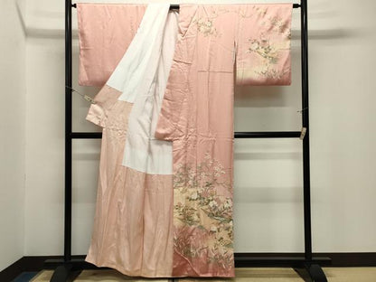 平和屋着物●訪問着　舟　流水草花文　暈し染め　金彩　正絹　逸品　CABM5095gh