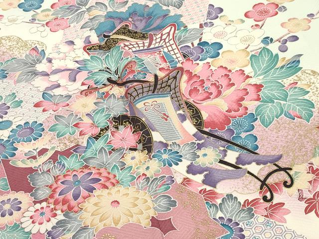 平和屋着物●訪問着　御所車地紙花文　暈し染め　金彩　正絹　逸品　CABM5096gh
