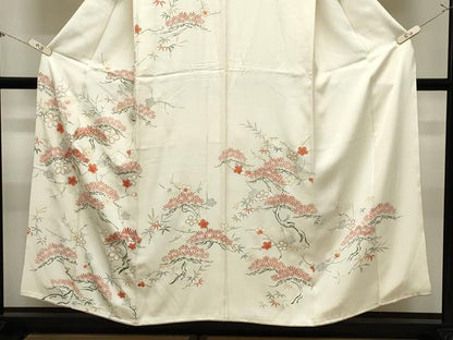 平和屋着物●訪問着　刺繍　松竹梅文　金彩　正絹　逸品　CABM5134gh