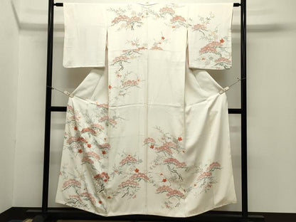 平和屋着物●訪問着　刺繍　松竹梅文　金彩　正絹　逸品　CABM5134gh