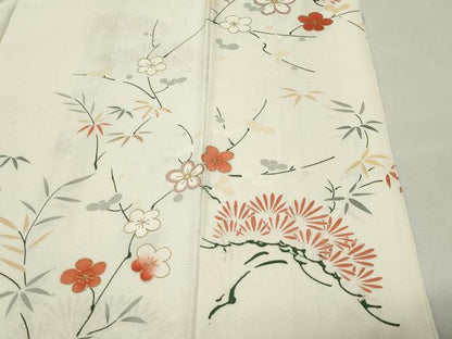 平和屋着物●訪問着　刺繍　松竹梅文　金彩　正絹　逸品　CABM5134gh