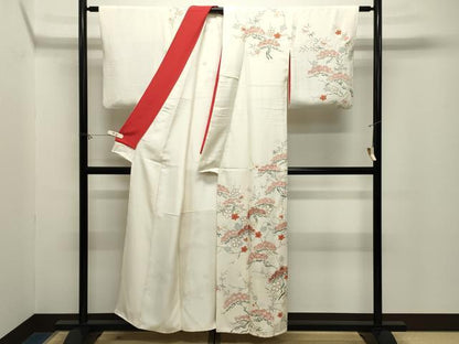 平和屋着物●訪問着　刺繍　松竹梅文　金彩　正絹　逸品　CABM5134gh
