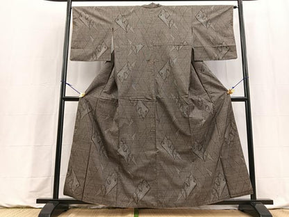 平和屋着物■本場大島紬　9マルキ　切嵌麻の葉文　正絹　逸品　BAAY9158yc