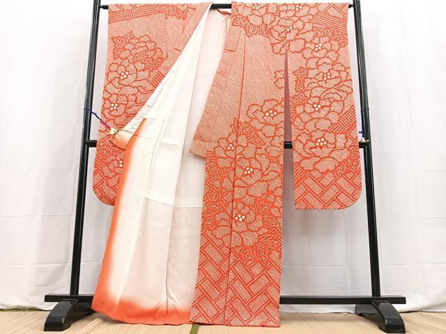 平和屋着物●豪華振袖　総絞り　籬牡丹文　正絹　逸品　BAAY9156yc