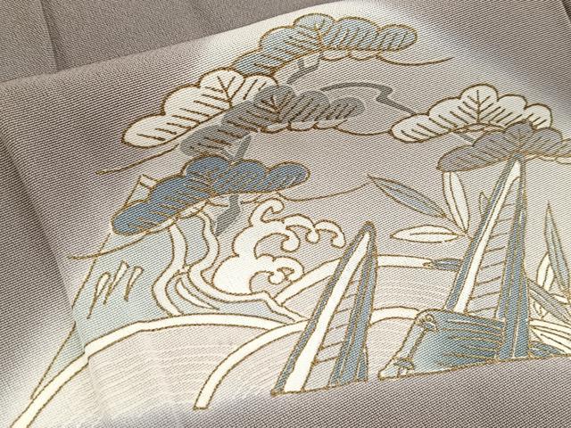 平和屋着物■訪問着　駒刺繍　松竹梅風景文　暈し染め　金彩　正絹　逸品　BAAY9160yc