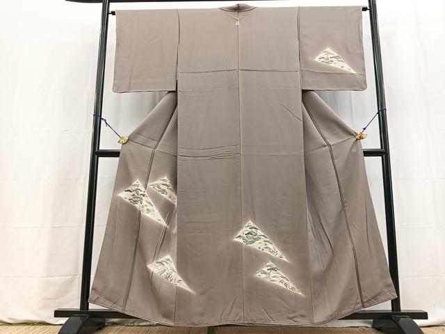 平和屋着物■訪問着　駒刺繍　松竹梅風景文　暈し染め　金彩　正絹　逸品　BAAY9160yc