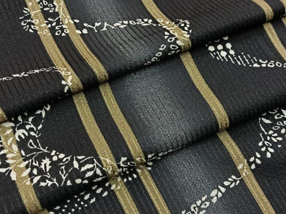 平和屋着物■上質な小紋　流水花文　暈し染め　黒地　正絹　逸品　BAAY9155yc