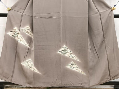 平和屋着物■訪問着　駒刺繍　松竹梅風景文　暈し染め　金彩　正絹　逸品　BAAY9160yc
