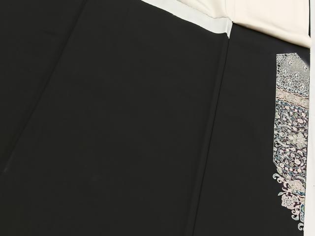 平和屋着物●豪華黒留袖　花車更紗花文　金銀彩　正絹　逸品　BAAY9186yc
