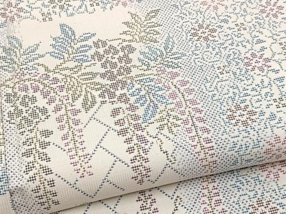 平和屋着物●本場大島紬　白大島　9マルキ　草花文　正絹　逸品　BAAY9197yc