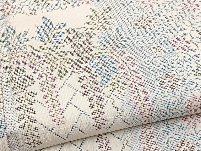 平和屋着物●本場大島紬　白大島　9マルキ　草花文　正絹　逸品　BAAY9197yc