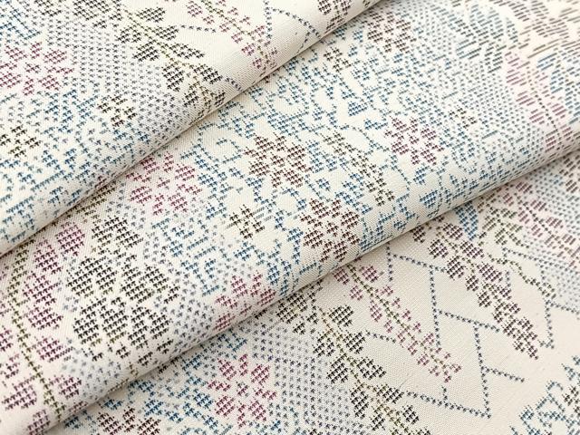 平和屋着物●本場大島紬　白大島　9マルキ　草花文　正絹　逸品　BAAY9197yc