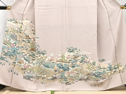 平和屋着物●豪華色留袖　友禅　作家物　松竹梅風景文　正絹　逸品　BAAY9203yc