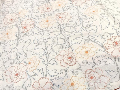 平和屋着物●上質な紬　牡丹唐草文　正絹　逸品　BAAY9198yc