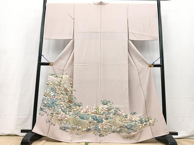 平和屋着物●豪華色留袖　友禅　作家物　松竹梅風景文　正絹　逸品　BAAY9203yc