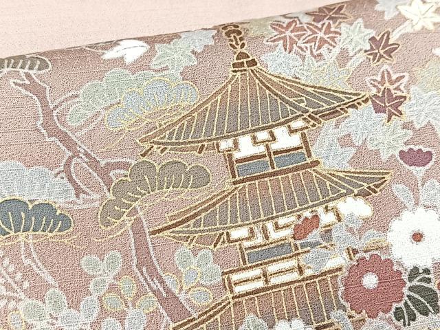 平和屋着物●訪問着　松竹梅風景文　暈し染め　金彩　正絹　逸品　BAAY9271yc