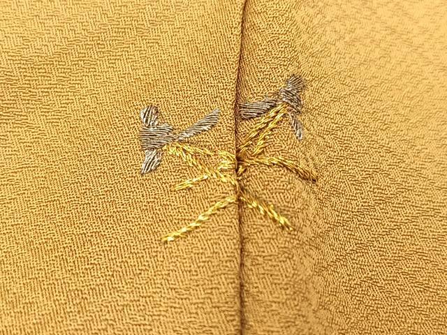 平和屋着物●豪華色留袖　総刺繍　松竹梅文　芥子色　正絹　逸品　BAAY9268yc