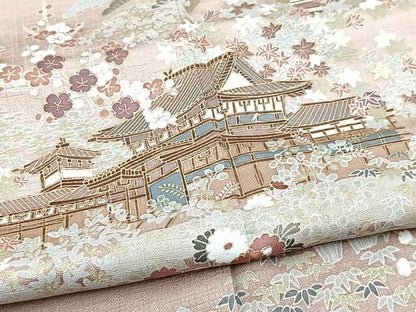平和屋着物●訪問着　松竹梅風景文　暈し染め　金彩　正絹　逸品　BAAY9271yc