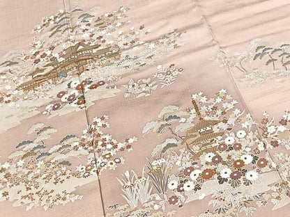 平和屋着物●訪問着　松竹梅風景文　暈し染め　金彩　正絹　逸品　BAAY9271yc