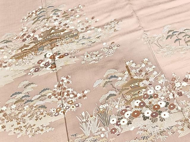 平和屋着物●訪問着　松竹梅風景文　暈し染め　金彩　正絹　逸品　BAAY9271yc