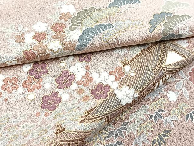 平和屋着物●訪問着　松竹梅風景文　暈し染め　金彩　正絹　逸品　BAAY9271yc