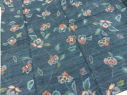平和屋着物■上質な紬　更紗花文　正絹　逸品　BAAY9288yc