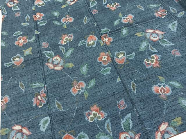 平和屋着物■上質な紬　更紗花文　正絹　逸品　BAAY9288yc