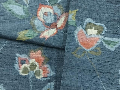 平和屋着物■上質な紬　更紗花文　正絹　逸品　BAAY9288yc