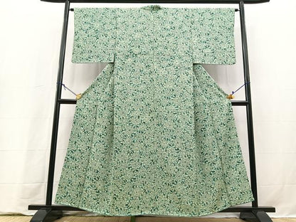 平和屋着物■上質な小紋　型染め　牡丹　正絹　逸品　未使用　BAAY9317yc