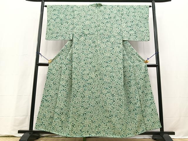 平和屋着物■上質な小紋　型染め　牡丹　正絹　逸品　未使用　BAAY9317yc